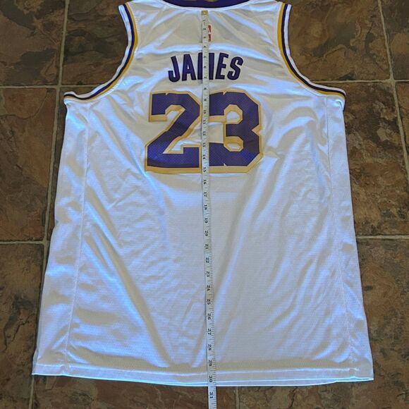 NBA Basketball Los Angeles Lakers LeBron James #23 Jersey Nike Men Size 52 White - Picture 5 of 6